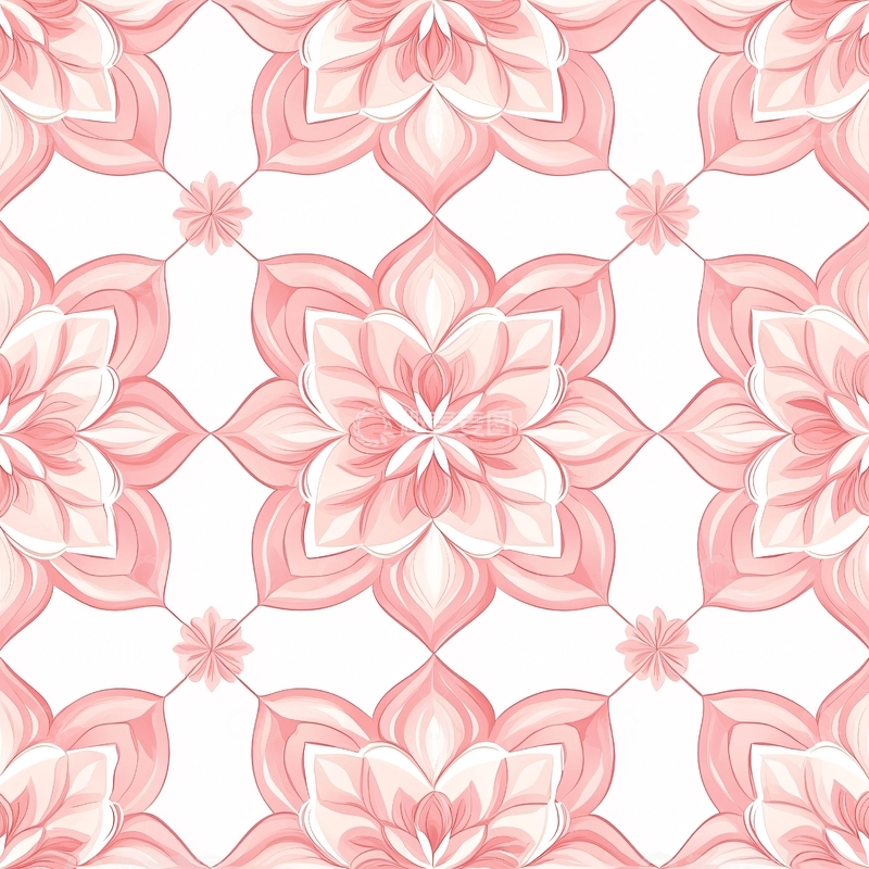 高清大图下载【趣麦麦图】粉色花卉几何图案背景