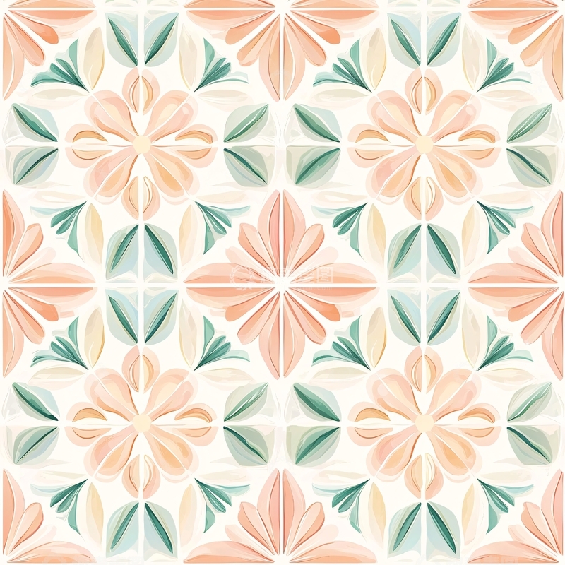 高清大图下载【趣麦麦图】复古花卉拼接图案背景