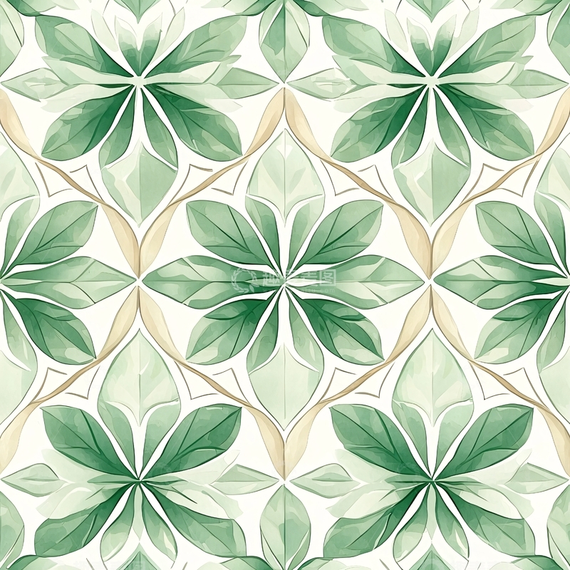 高清大图下载【趣麦麦图】绿色叶子花卉图案背景