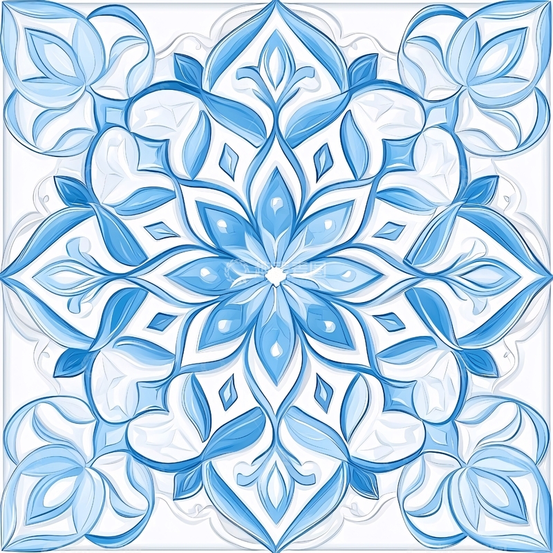 高清大图下载【趣麦麦图】蓝色花卉图案背景素材