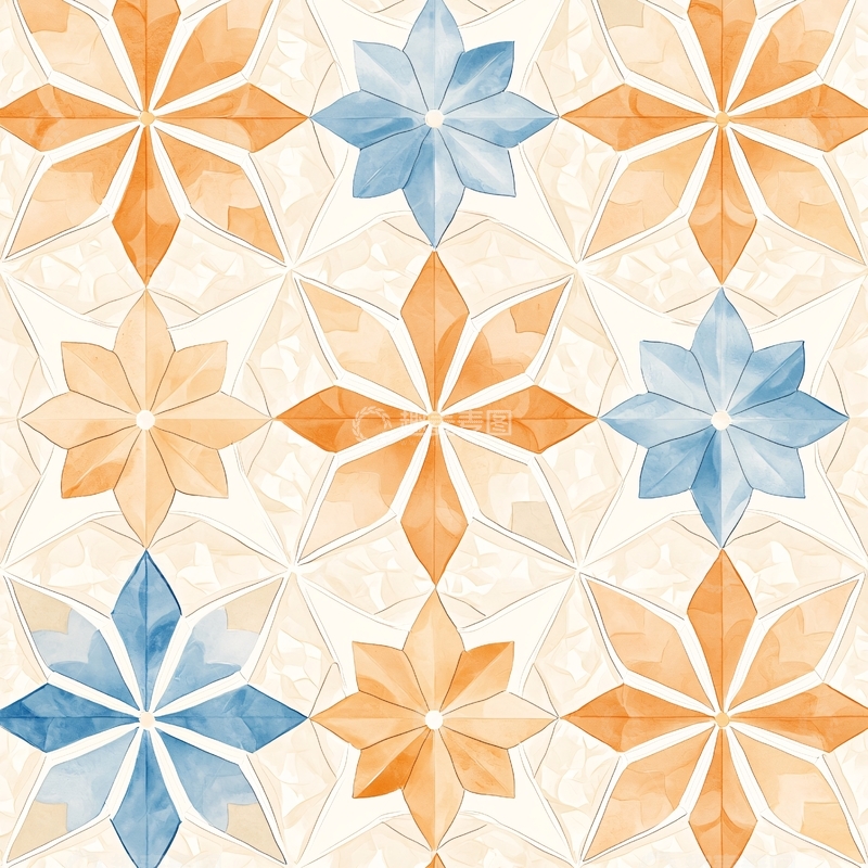 高清大图下载【趣麦麦图】几何花朵拼接图案背景