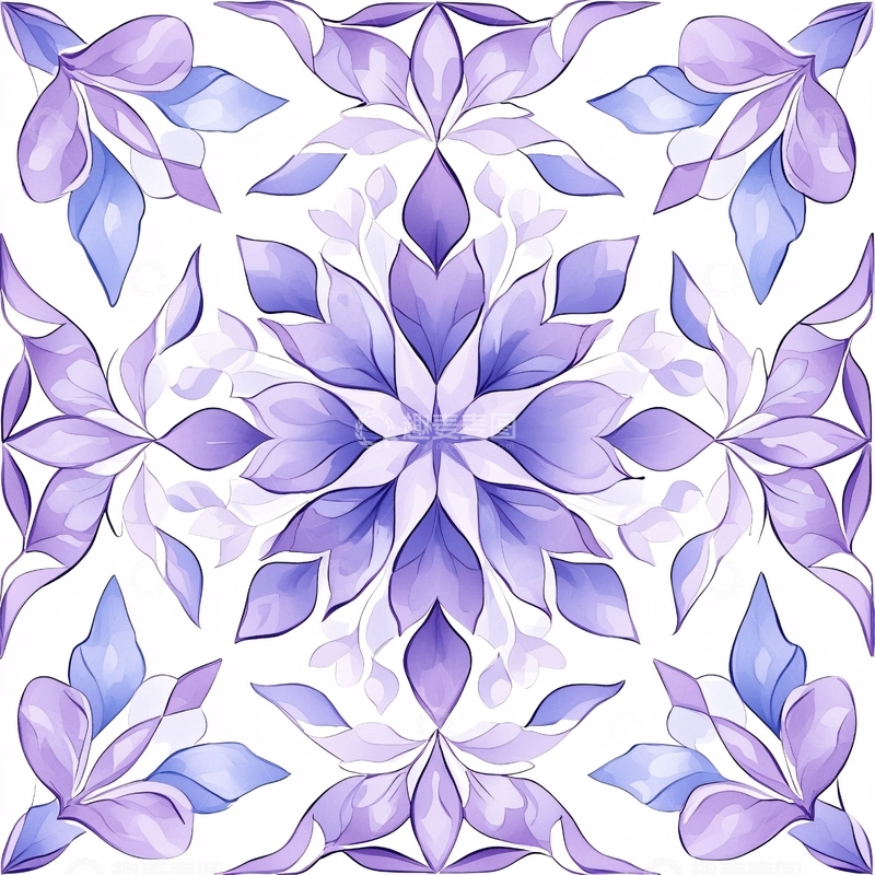 高清大图下载【趣麦麦图】紫色花卉图案背景素材