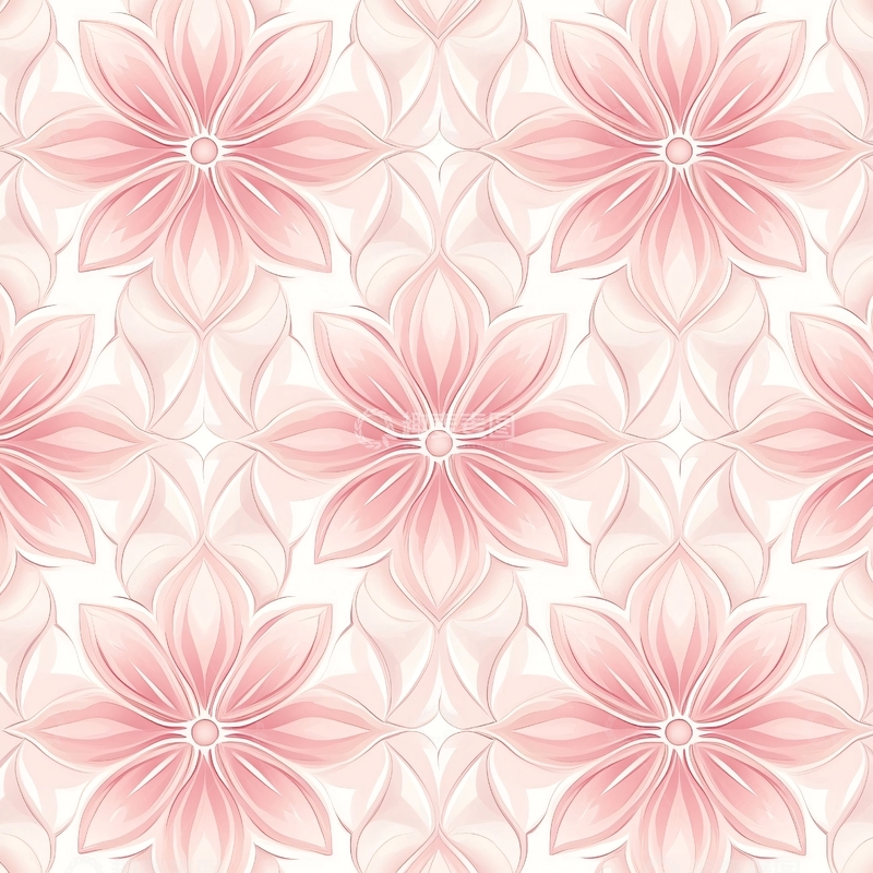 高清大图下载【趣麦麦图】粉色花朵无缝图案背景