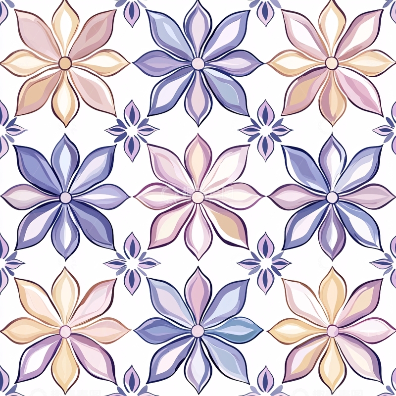 高清大图下载【趣麦麦图】紫色花朵图案背景素材