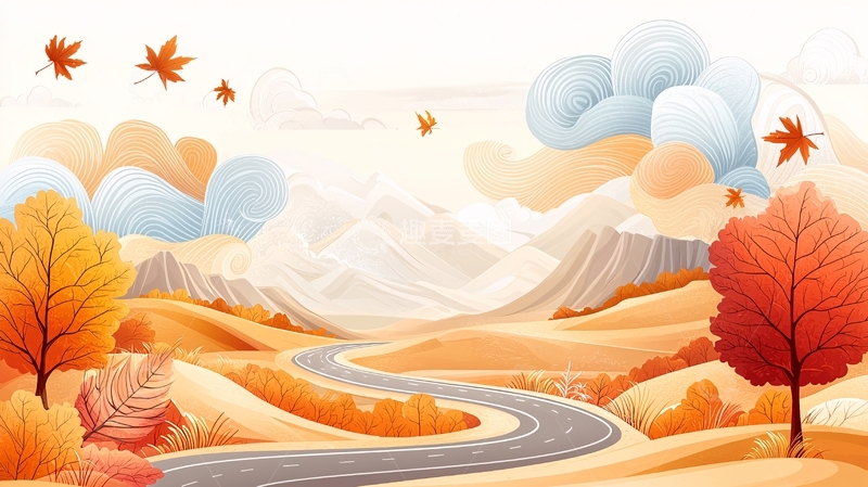 高清大图下载【趣麦麦图】秋日蜿蜒道路的风景