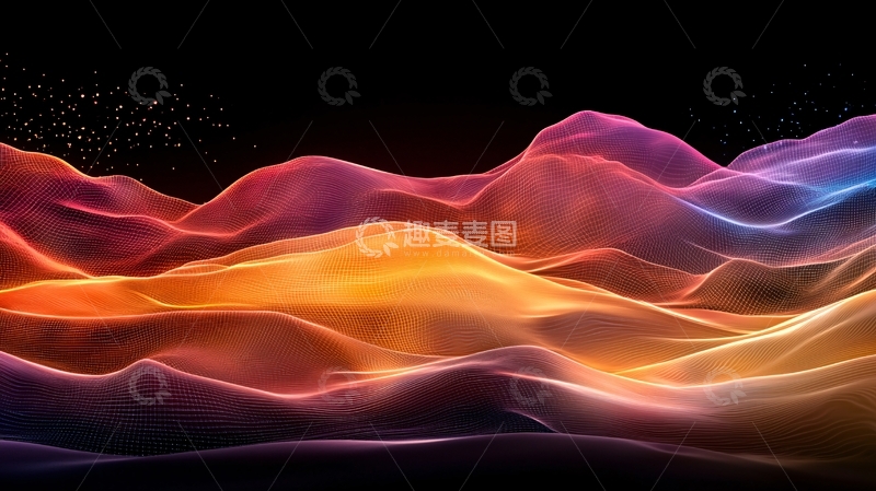 高清大图下载【趣麦麦图】梦幻色彩波浪山峦背景