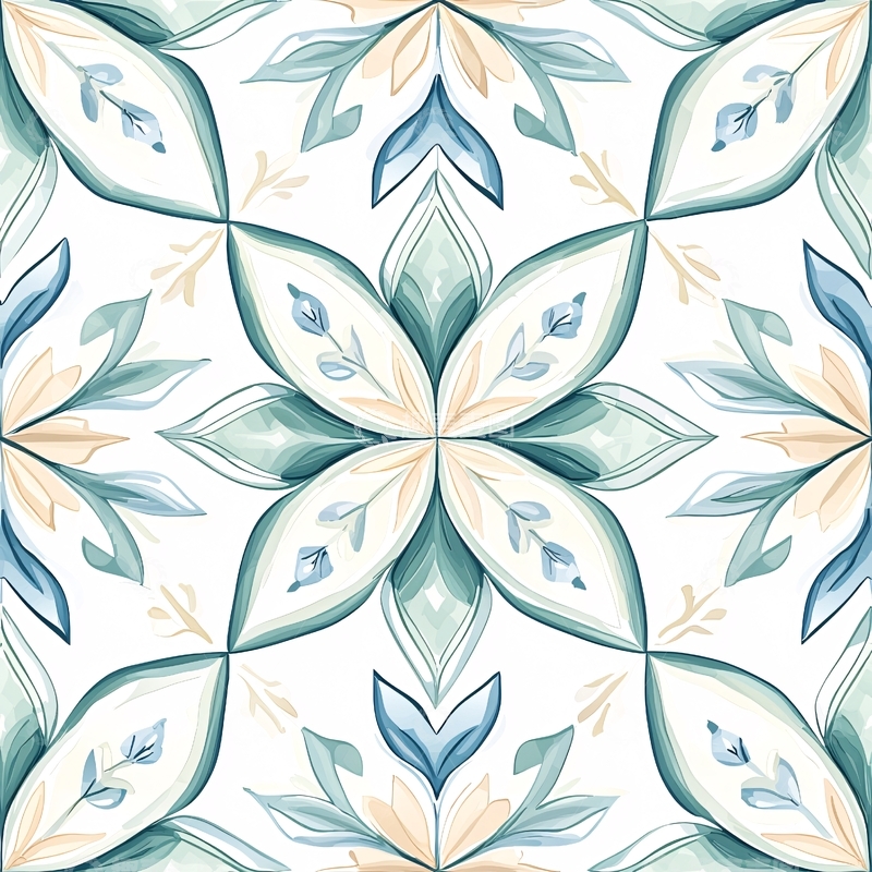 高清大图下载【趣麦麦图】蓝色花卉图案背景素材