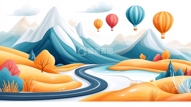 高清大图下载【趣麦麦图】山水风景热气球