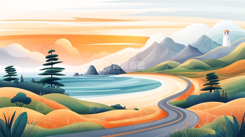 高清大图下载【趣麦麦图】海岸公路的风景图