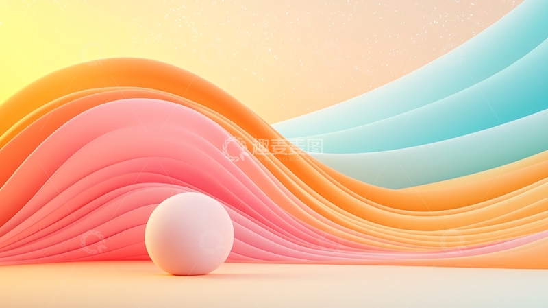 高清大图下载【趣麦麦图】色彩渐变波浪背景球体
