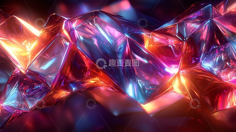 高清大图下载【趣麦麦图】璀璨晶体光影抽象背景