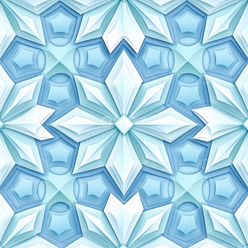 高清大图下载【趣麦麦图】冰蓝色立体几何图案背景