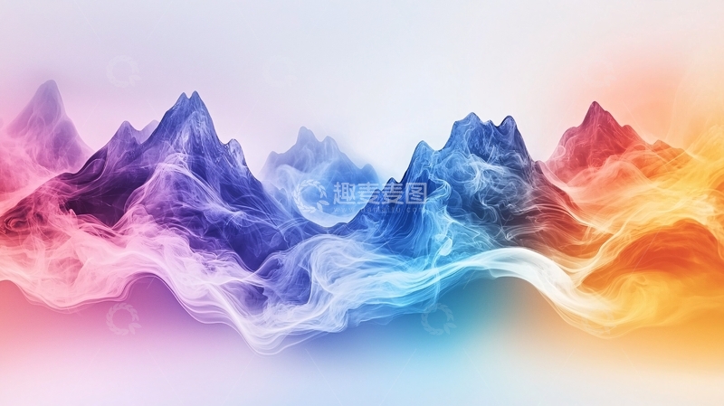 高清大图下载【趣麦麦图】色彩渐变山峰抽象艺术背景
