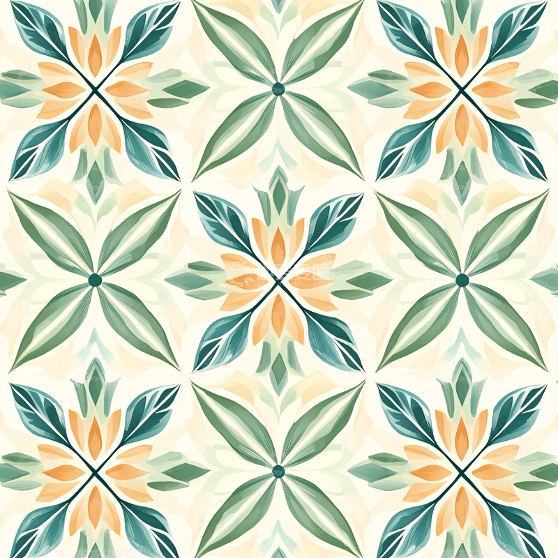 高清大图下载【趣麦麦图】复古花卉图案背景素材