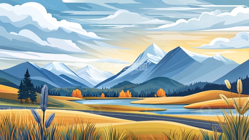 高清大图下载【趣麦麦图】宁静的山水风景画
