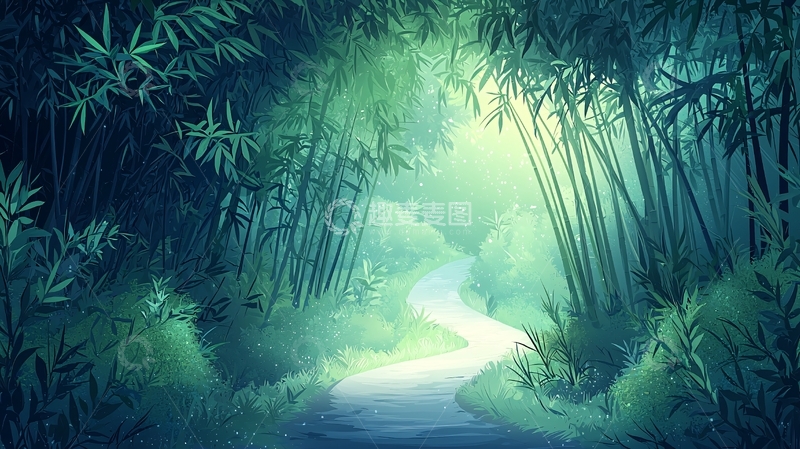 高清大图下载【趣麦麦图】幽静竹林小路