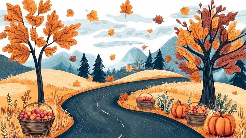 高清大图下载【趣麦麦图】秋日乡村公路景色