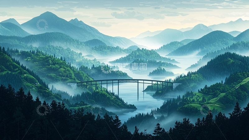 高清大图下载【趣麦麦图】山间桥梁高清图片