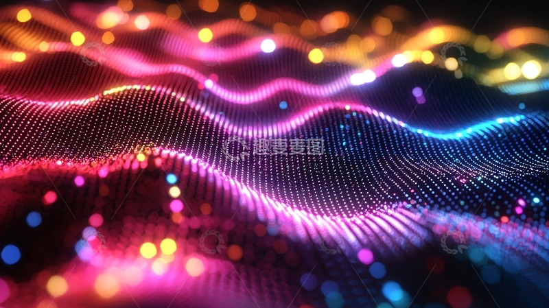 高清大图下载【趣麦麦图】色彩波浪粒子动态背景