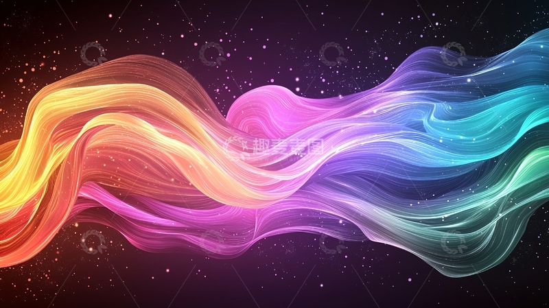 高清大图下载【趣麦麦图】色彩流动的抽象线条背景
