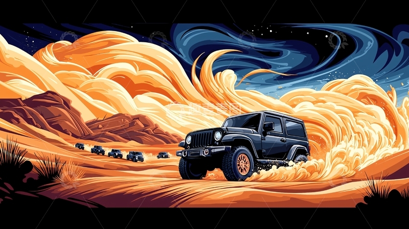 高清大图下载【趣麦麦图】越野车在沙漠中行驶