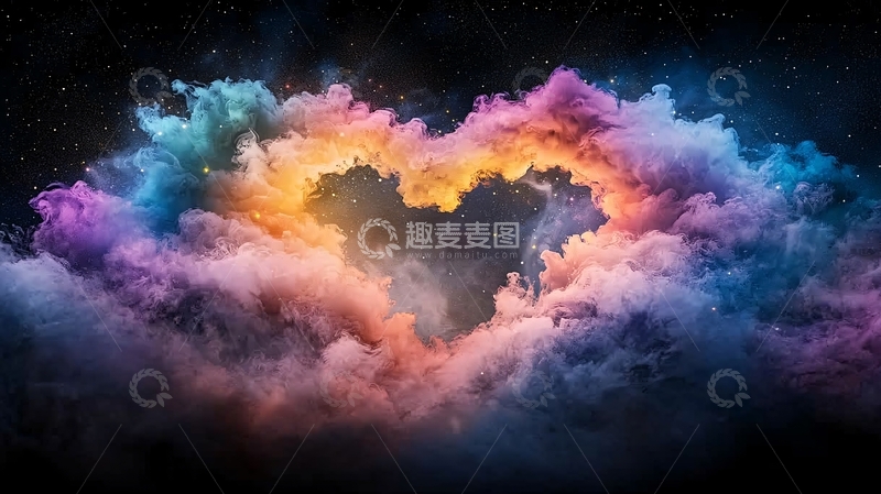 高清大图下载【趣麦麦图】梦幻星云色彩斑斓背景图