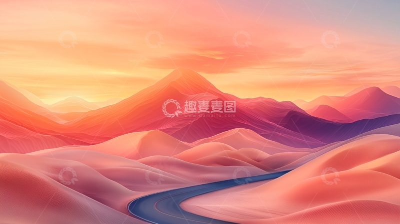 高清大图下载【趣麦麦图】霞光山脉河流