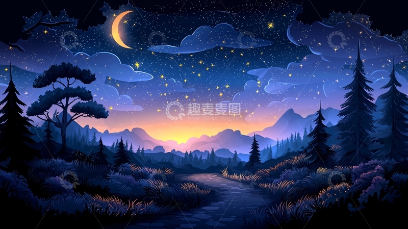 高清大图下载【趣麦麦图】宁静的夜空风景