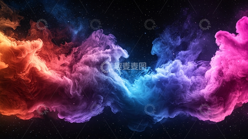 高清大图下载【趣麦麦图】色彩斑斓的烟雾星空背景
