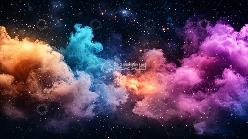 高清大图下载【趣麦麦图】梦幻星云色彩斑斓背景图