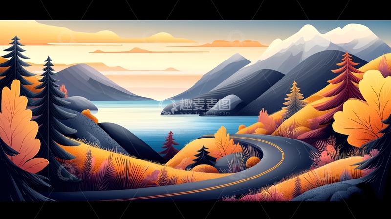 高清大图下载【趣麦麦图】秋季山水风景画