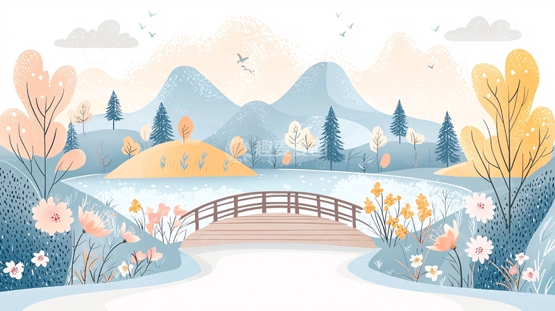 高清大图下载【趣麦麦图】卡通山水风景
