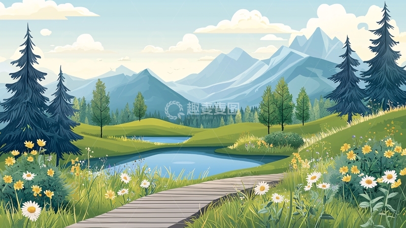 高清大图下载【趣麦麦图】卡通风景高清图片