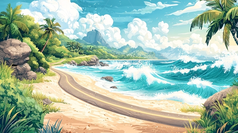 高清大图下载【趣麦麦图】海边公路景观