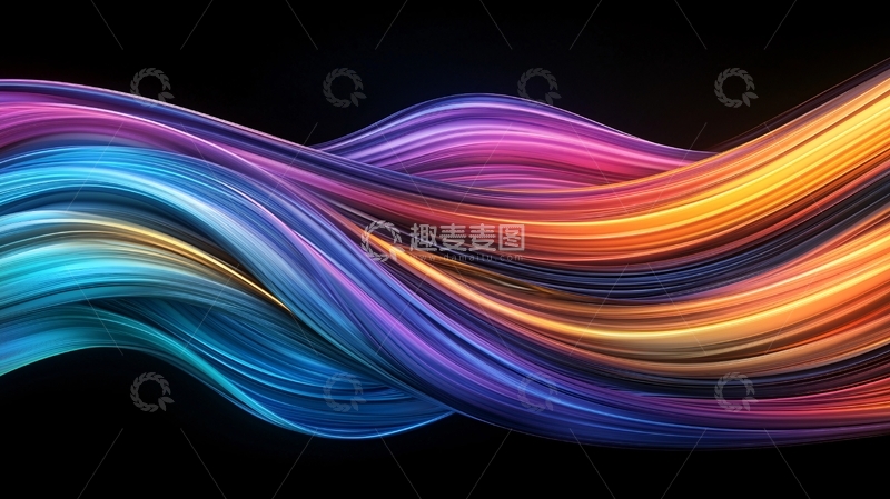 高清大图下载【趣麦麦图】色彩流动抽象线条背景