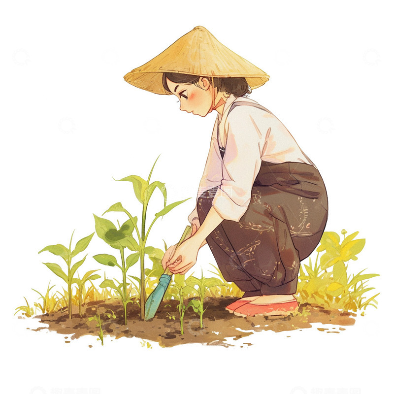 高清大图下载【趣麦麦图】手绘卡通农民播种免抠元素5