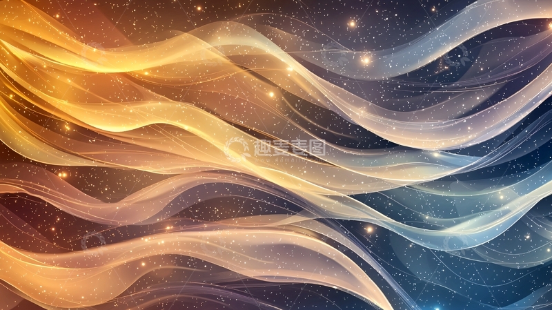 高清大图下载【趣麦麦图】梦幻波浪星空背景素材