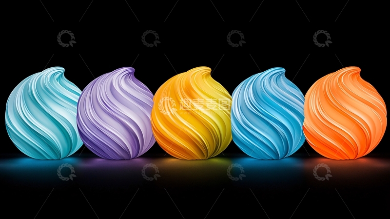 高清大图下载【趣麦麦图】五彩渐变螺旋球体排列