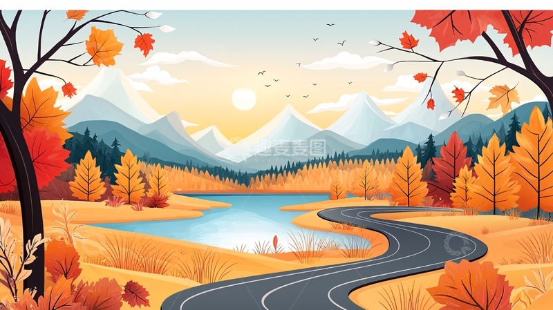 高清大图下载【趣麦麦图】秋日山水风景画