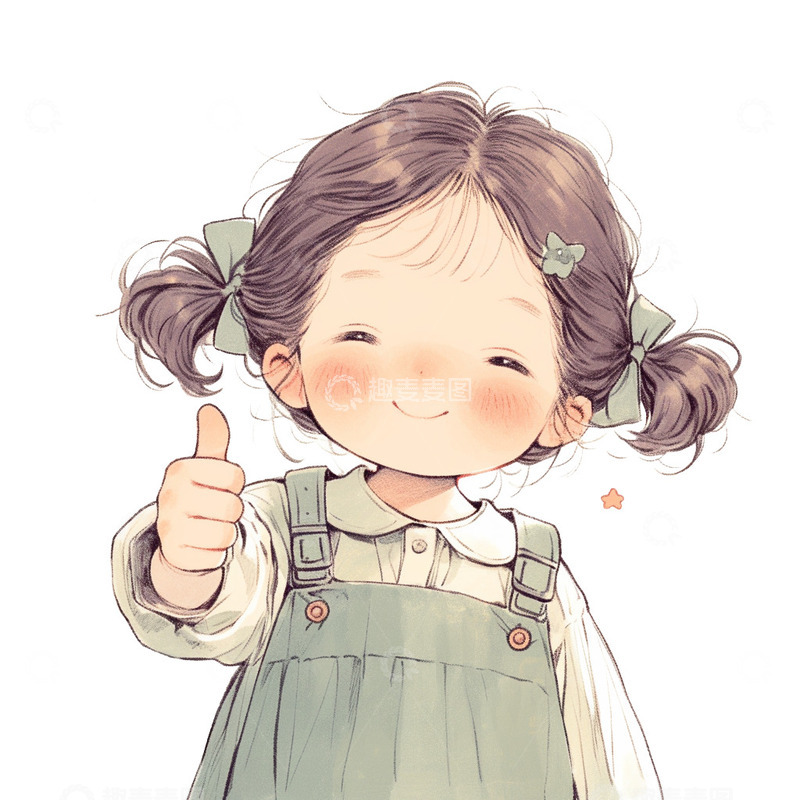 高清大图下载【趣麦麦图】手绘卡通儿童竖大拇指免抠元素3