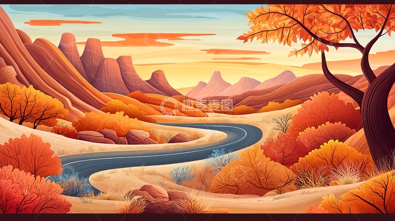 高清大图下载【趣麦麦图】秋季山水画风光