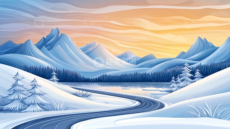 高清大图下载【趣麦麦图】雪山湖泊蜿蜒道路