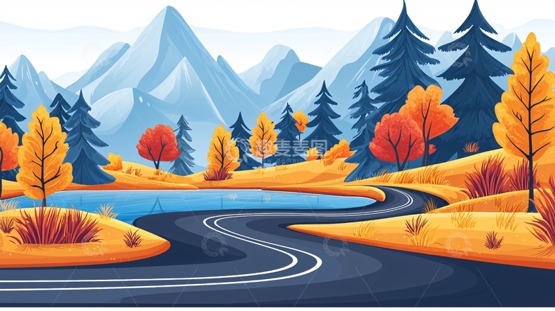 高清大图下载【趣麦麦图】秋季山间蜿蜒道路