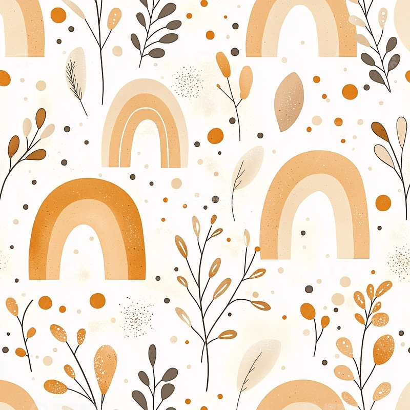 高清大图下载【趣麦麦图】秋日彩虹植物背景图案