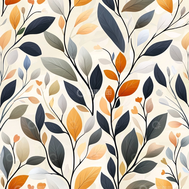 高清大图下载【趣麦麦图】秋日色彩斑斓树叶图案背景