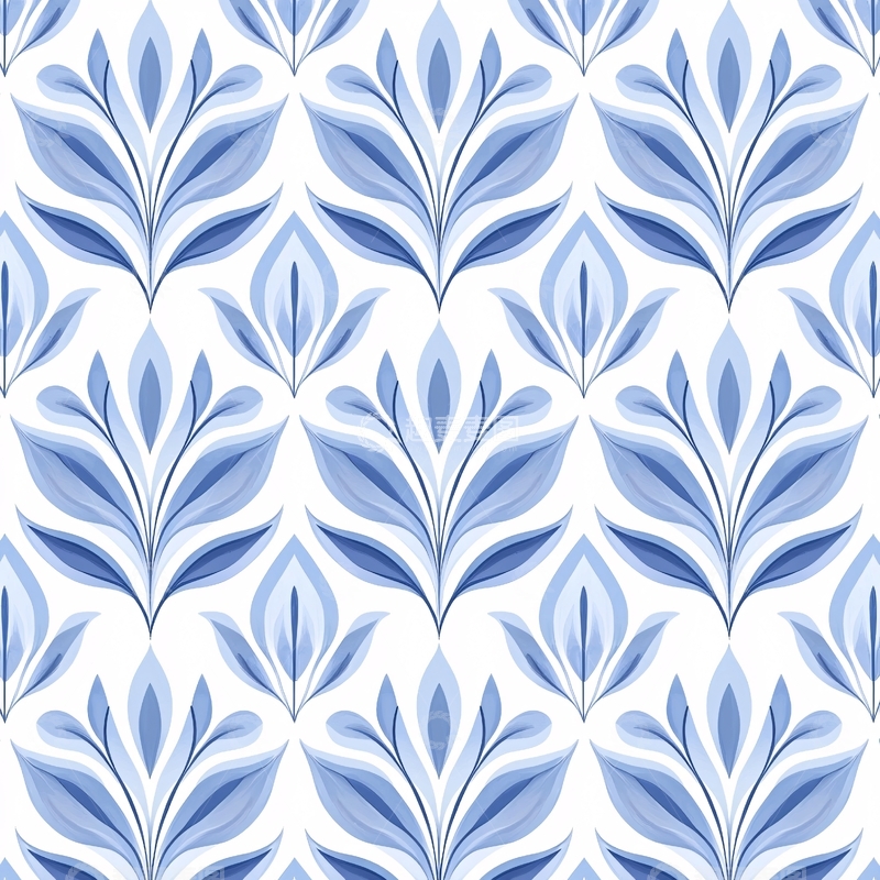 高清大图下载【趣麦麦图】蓝色抽象花卉图案背景