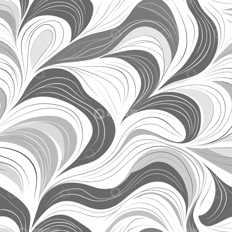高清大图下载【趣麦麦图】抽象波浪线条黑白图案背景