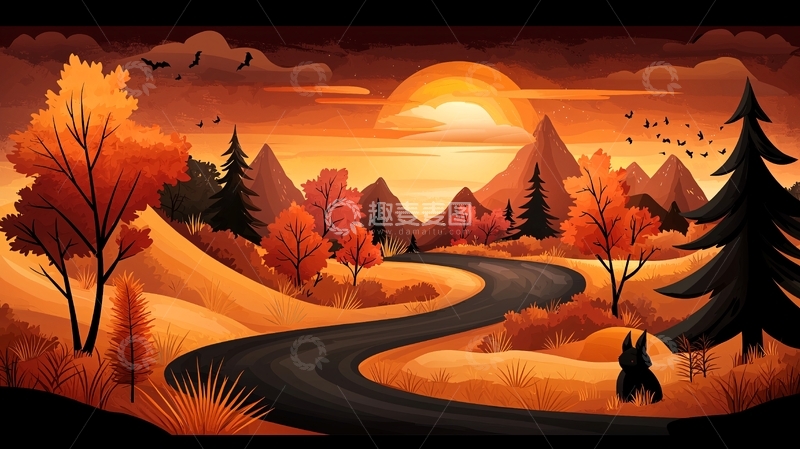 高清大图下载【趣麦麦图】秋日暖阳下的蜿蜒小路