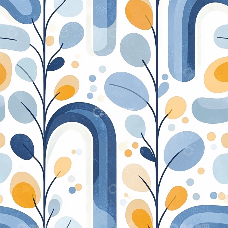 高清大图下载【趣麦麦图】抽象蓝色橙色几何图案背景