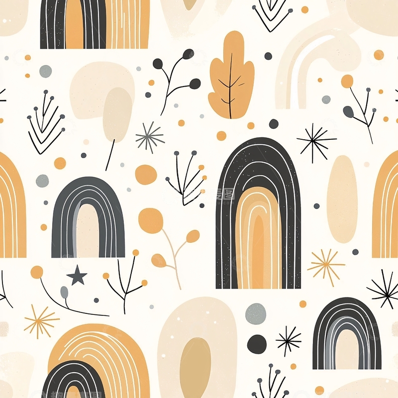 抽象彩虹植物背景图案